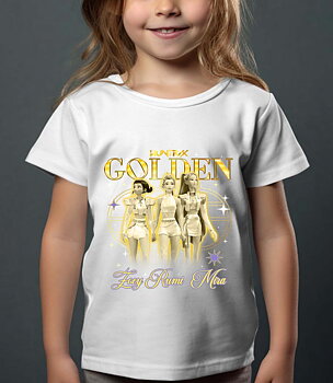 Huntrix Kpop Demon Hunters Lasten T-paita - Golden - Valkoinen - 100% Puuvilla - Unisex