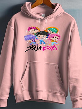 Saja Boys Kpop Demon Hunters Barn Hoodie - Mini - Rosa - Unisex
