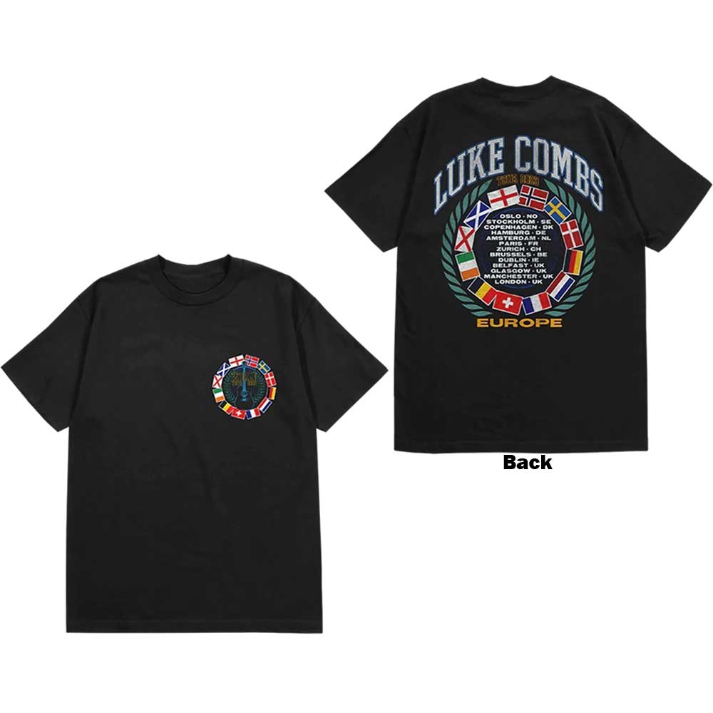 Luke Combs Unisex T-Shirt: Tour '23 Flag (Back Print & Ex-Tour) (Medium)