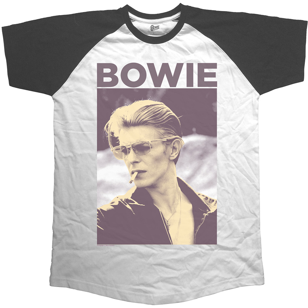 David Bowie Unisex Raglan T-Shirt: Smoking (X-Large)