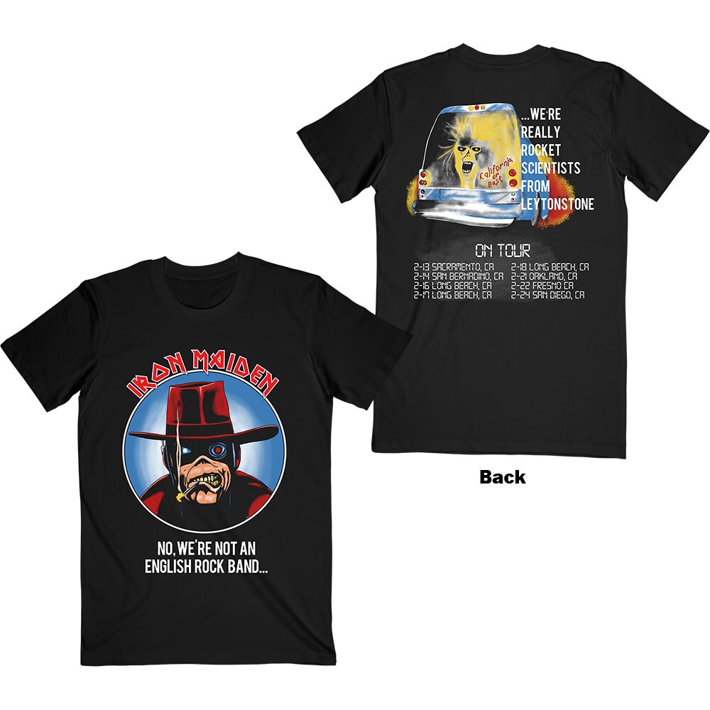 Iron Maiden Unisex T-Shirt: Not An English Rock Band (Back Print) (X-Large)