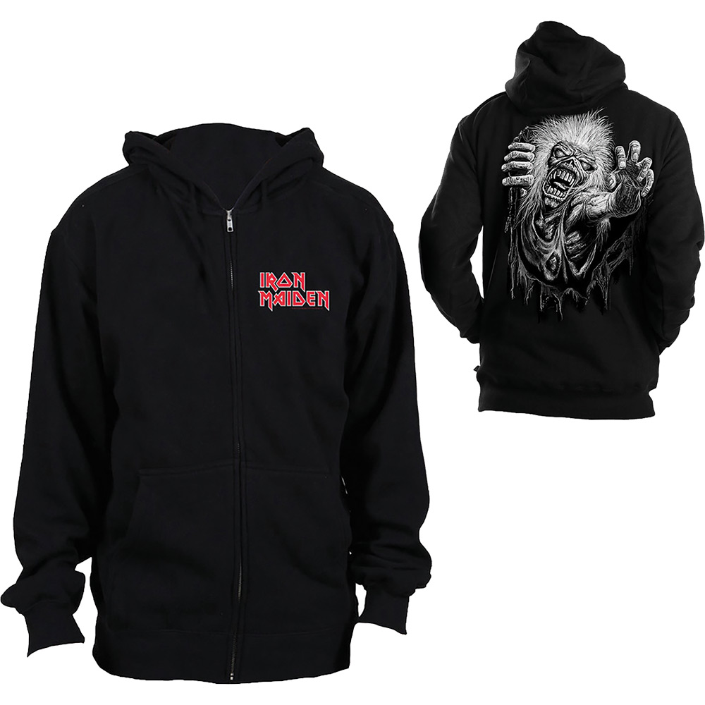 Iron Maiden Unisex Zipped Hoodie: No Prayer (Back Print) (Medium)