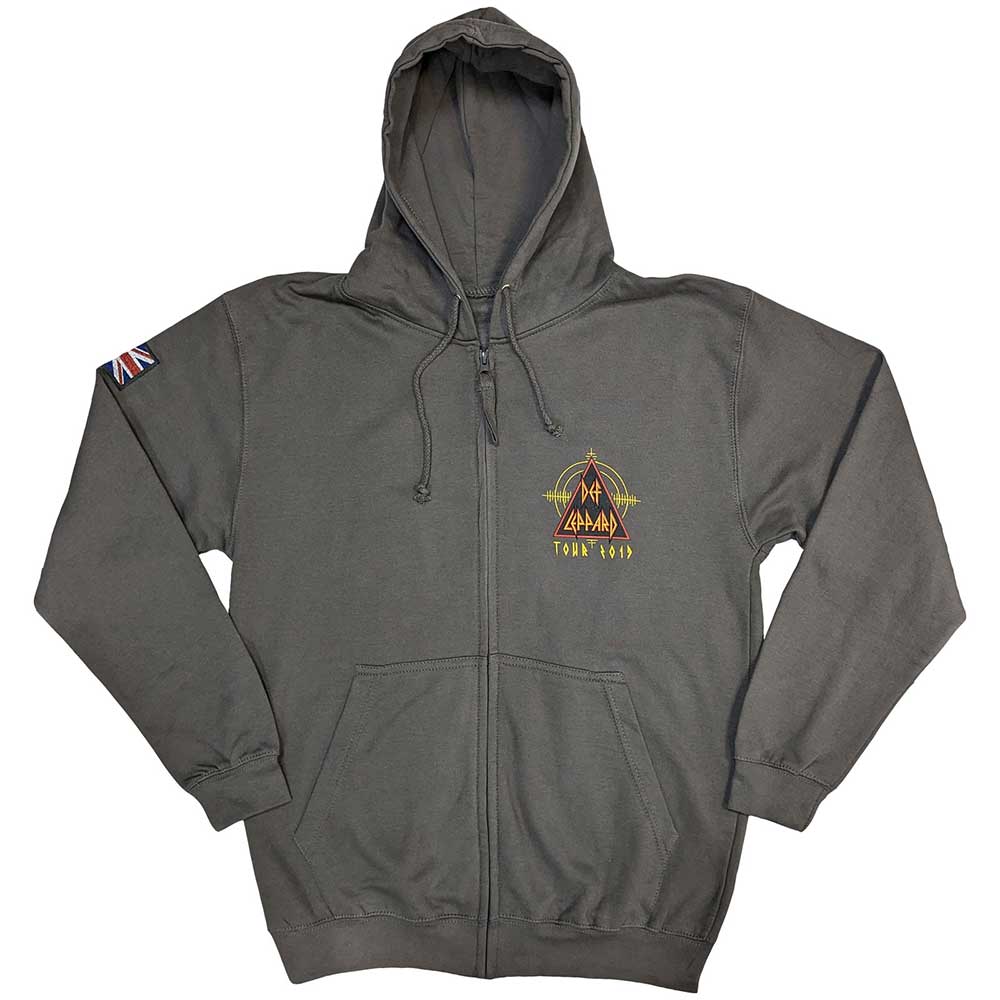 Def Leppard Unisex Zipped Hoodie: Logo Tour 2019 (Ex-Tour) (Small)