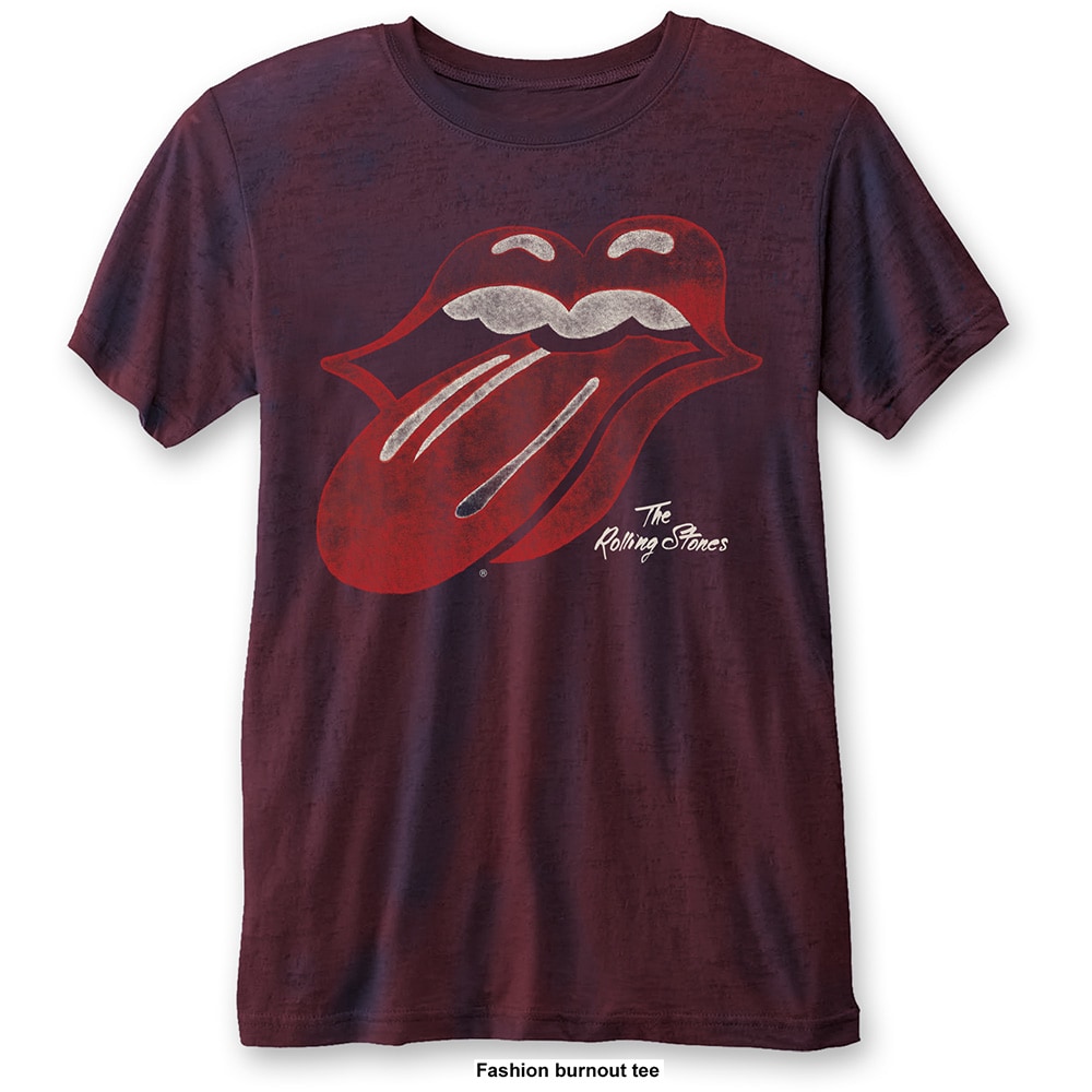 The Rolling Stones Unisex Burn Out T-Shirt: Vintage Tongue (Medium) - 2
