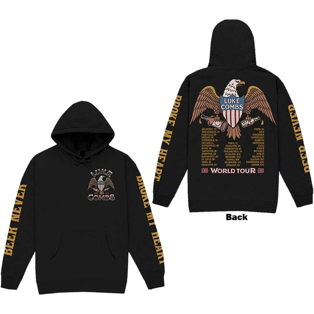 Luke Combs Unisex Pullover Hoodie: Tour '23 Eagle (Back Print & Ex-Tour) (Small)
