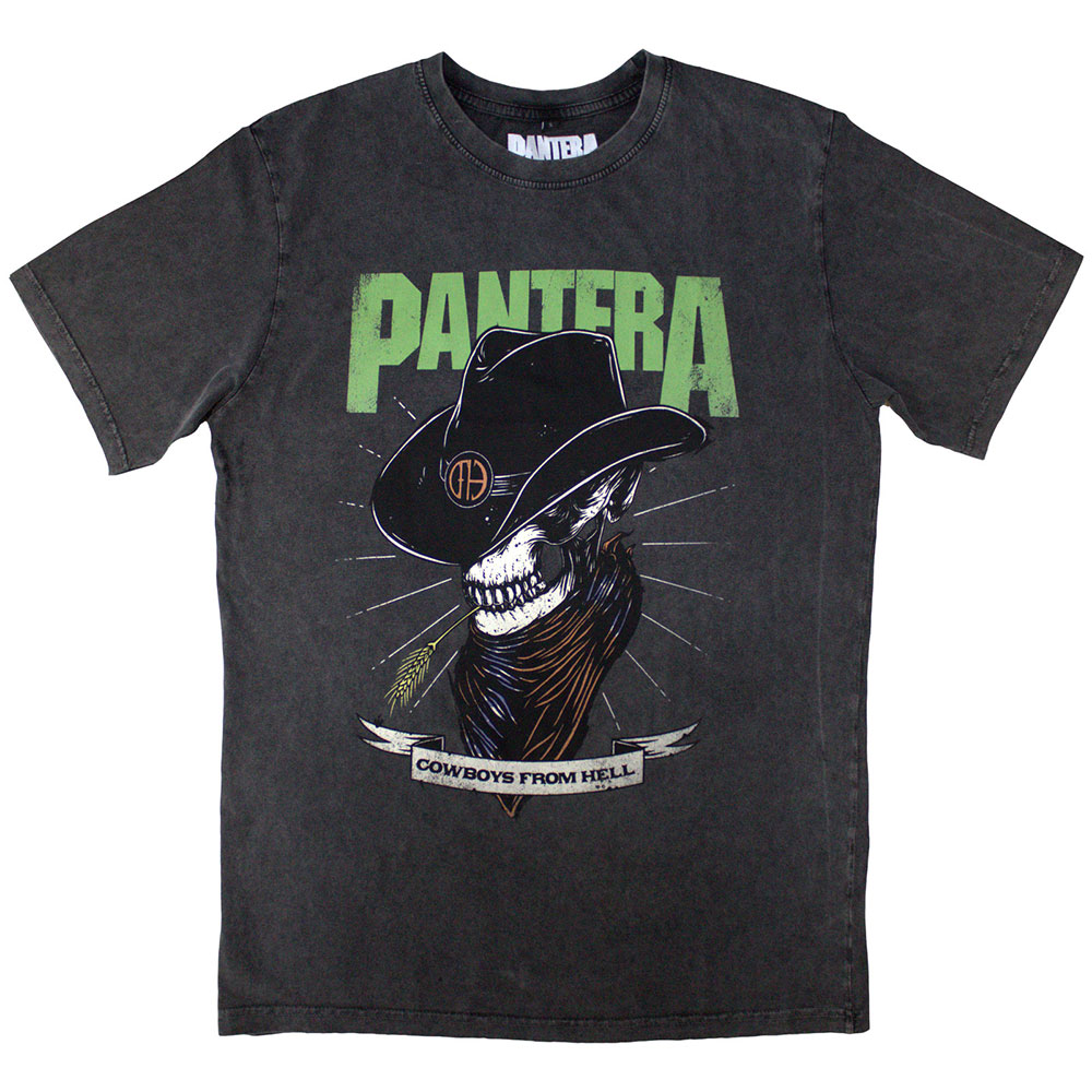 Pantera Unisex Stone Wash T-Shirt: Skeleton Cowboy (X-Large)