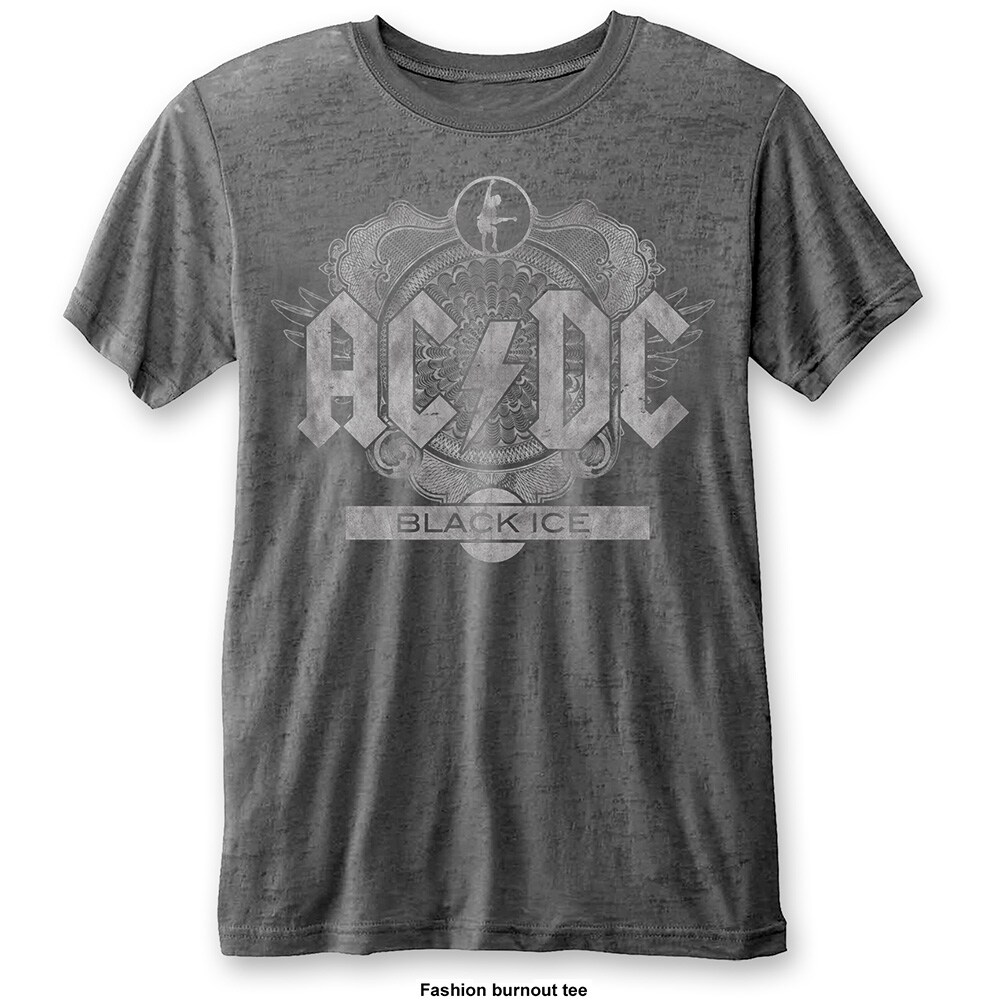 AC/DC Unisex Burn Out T-Shirt: Black Ice (Large) - 2