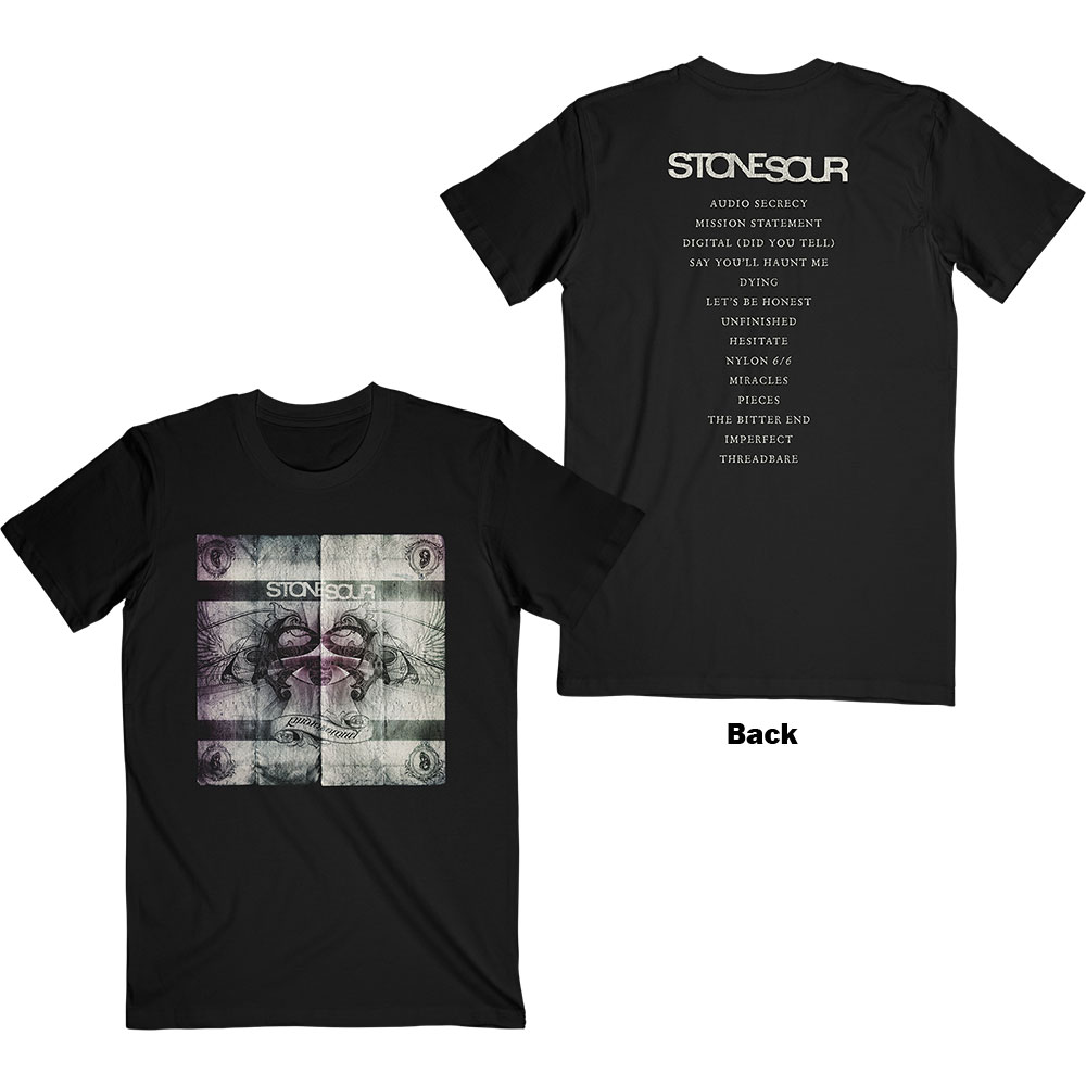Stone Sour Unisex T-Shirt: Audio Secrecy Square (Back Print) (Large)