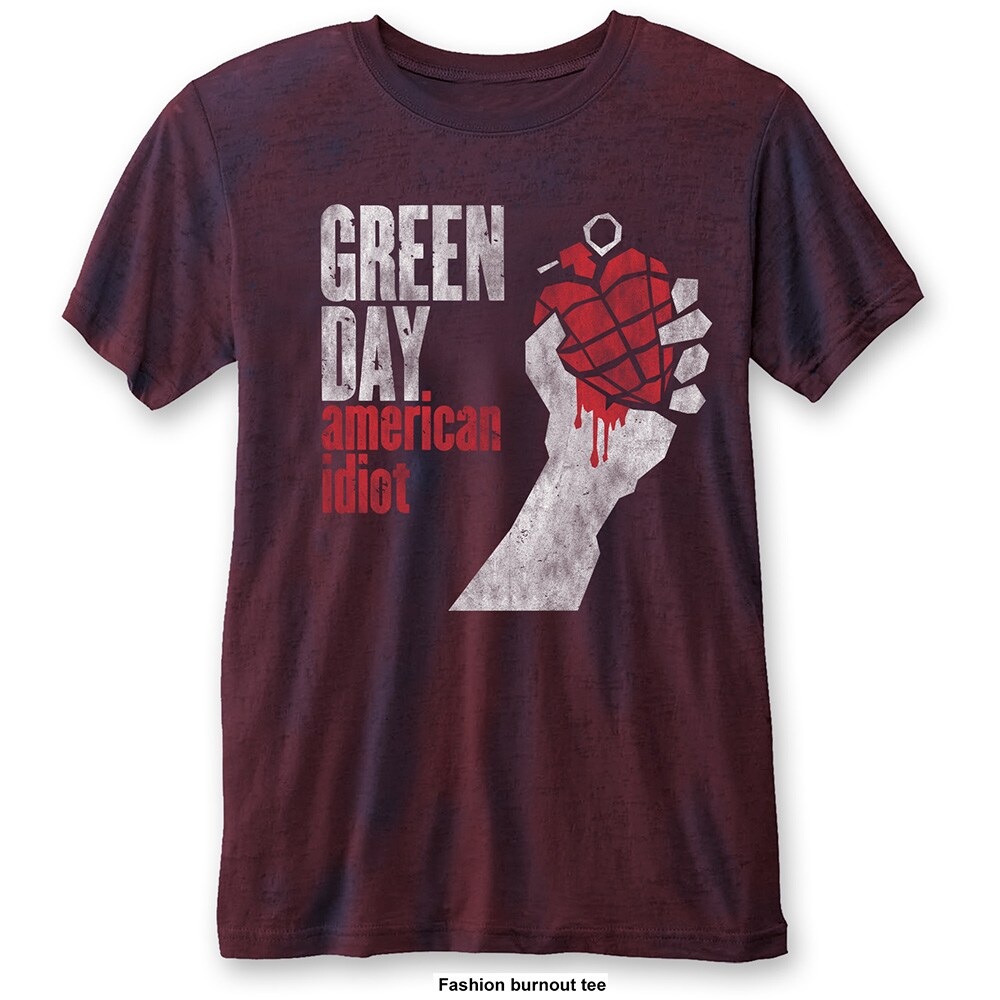 Green Day Unisex Burn Out T-Shirt: American Idiot Vintage (Large) - 2