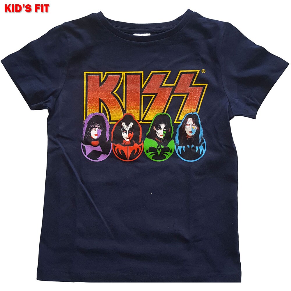 KISS Kids T-Shirt: Logo, Faces & Icons (13-14 Years)