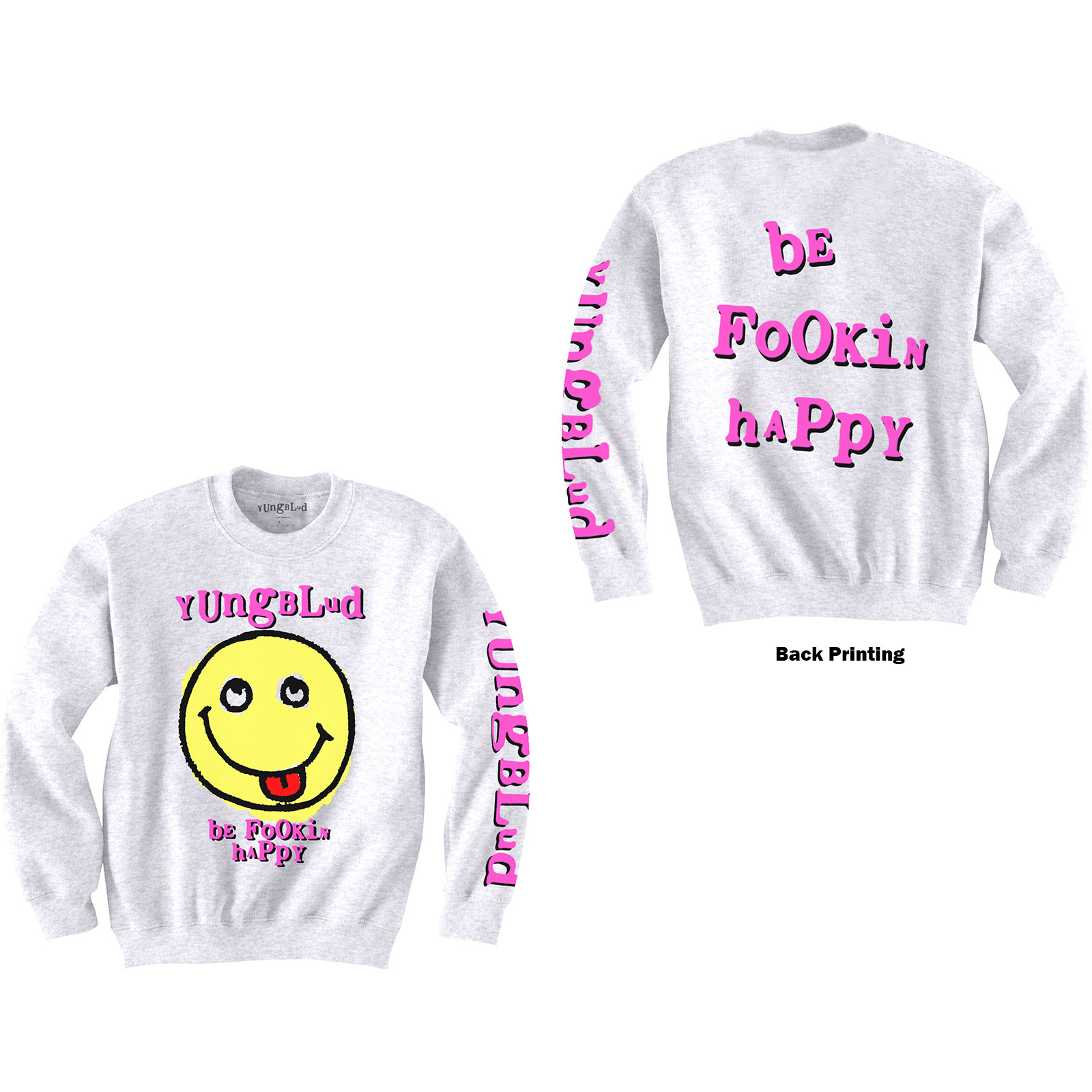 Yungblud Unisex Sweatshirt: Raver Smile (Back & Arm Print) (Medium) - 2