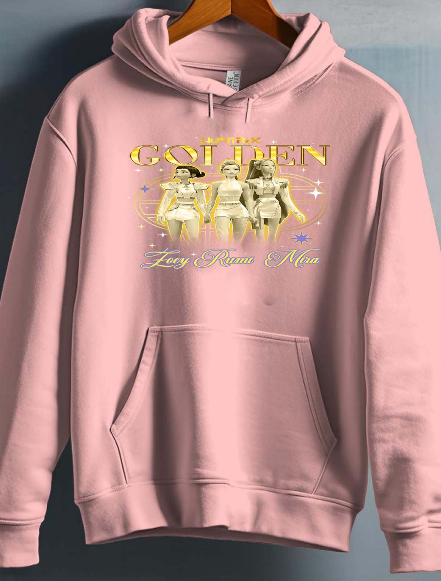 Huntrix Kpop Demon Hunters Barn Hettegenser - Golden - Rosa - Unisex