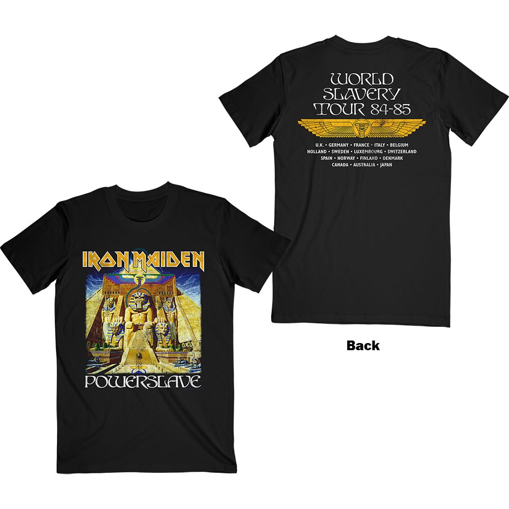 Iron Maiden Unisex T-Shirt: Powerslave World Slavery Tour (Back Print) (Medium)