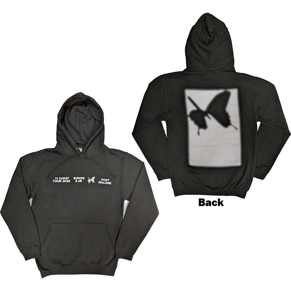 Post Malone Unisex Pullover Hoodie: Inverse Butterfly (Back Print & Ex-Tour) (Small)