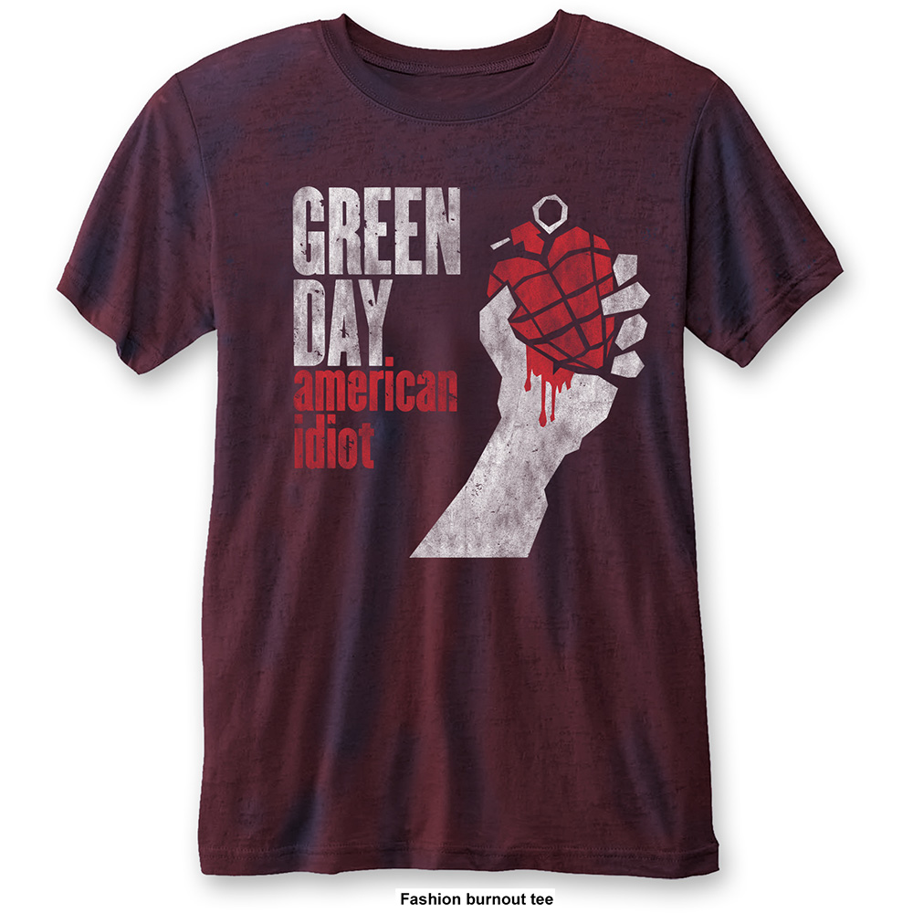 Green Day Unisex Burn Out T-Shirt: American Idiot Vintage (X-Large)
