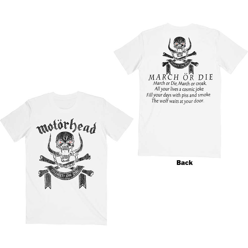 Motorhead Unisex T-Shirt: March or Die (Back Print) (Small)