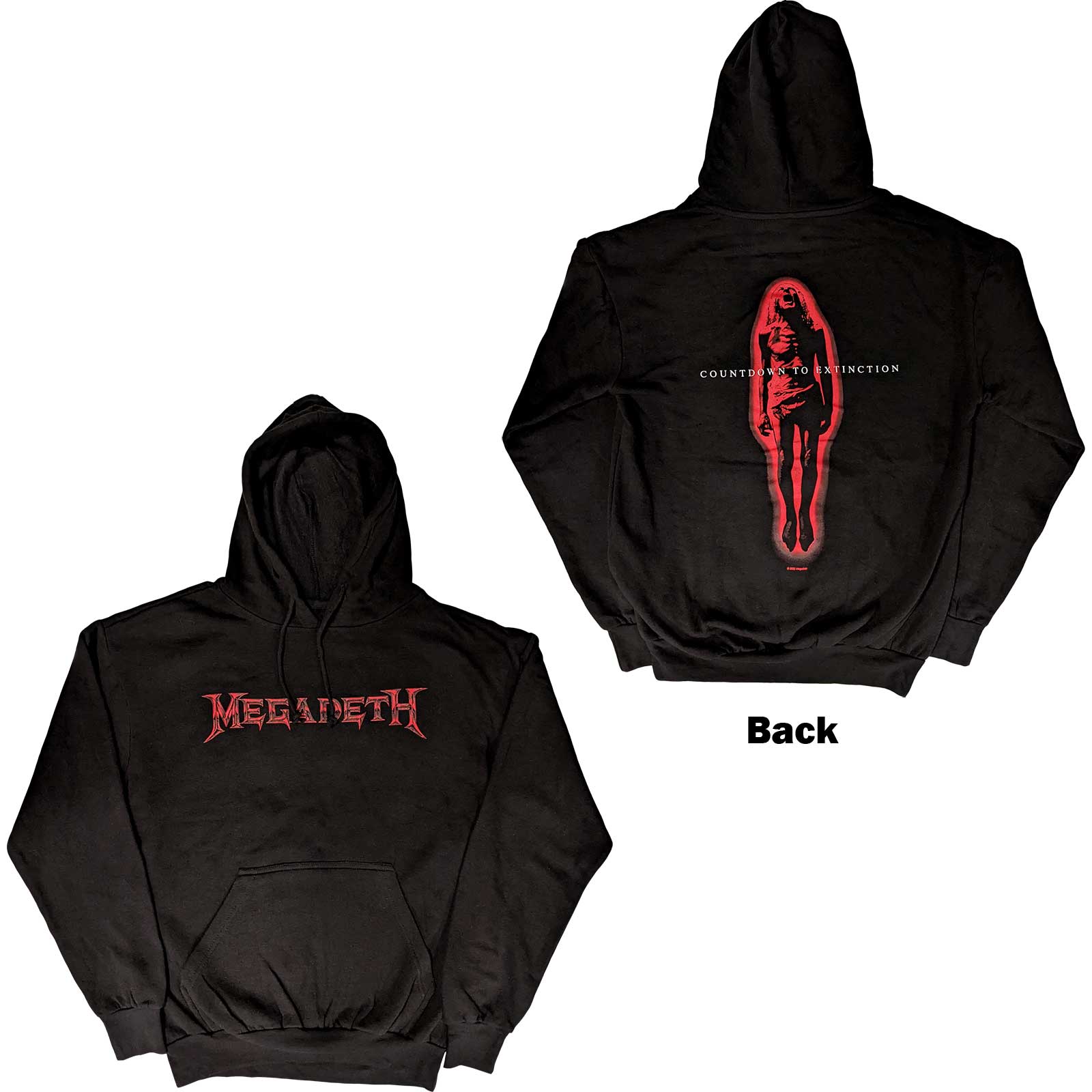 Megadeth Unisex Pullover Hoodie: Countdown To Extinction (Back Print) (Small)