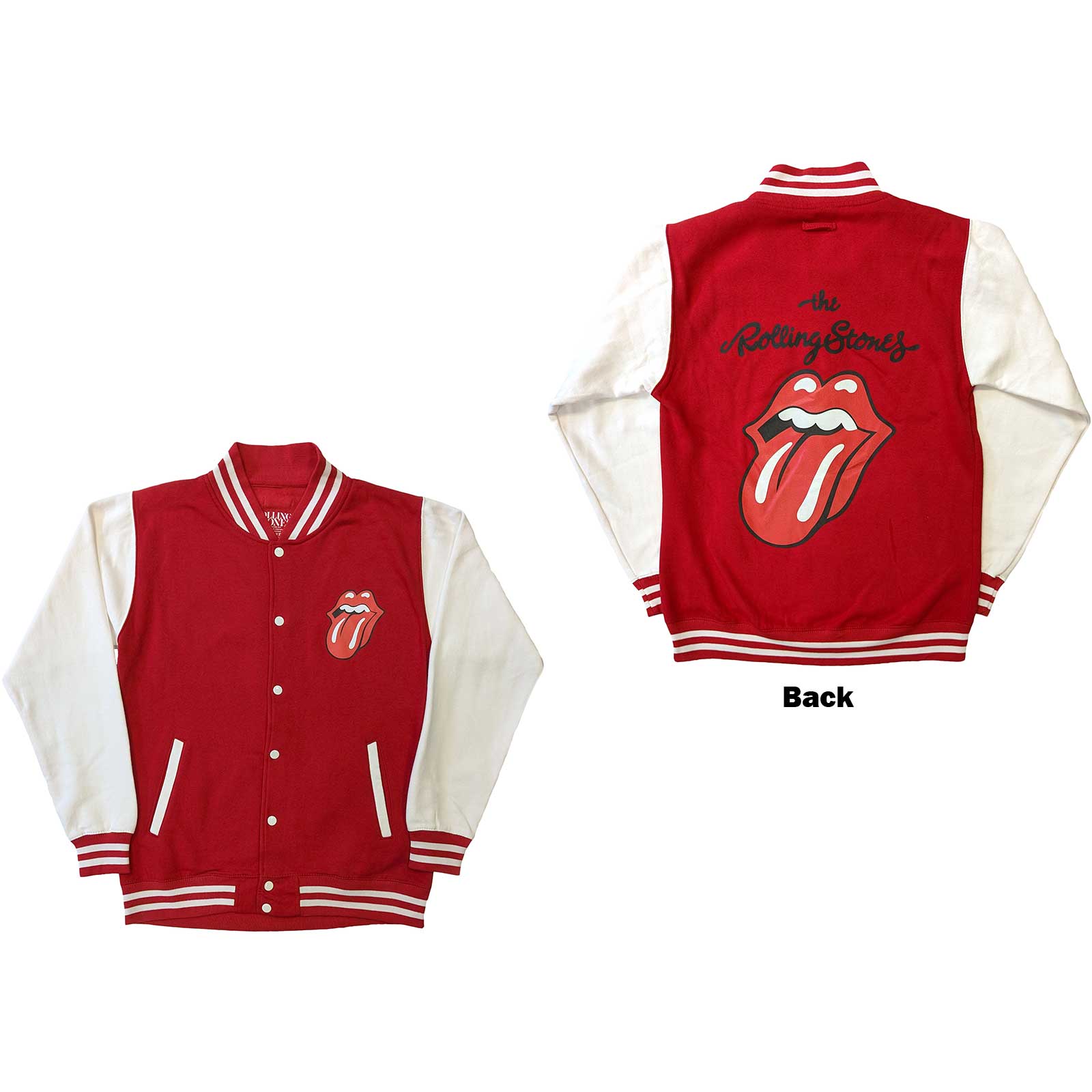 The Rolling Stones Unisex Varsity Jacket: Classic Tongue (Back Print) (Small)