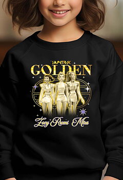 Huntrix Kpop Demon Hunters Barn Sweatshirt - Golden - Svart - Unisex