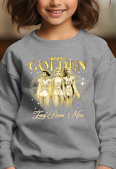 Huntrix Kpop Demon Hunters Barn Sweatshirt - Golden - Grå - Unisex