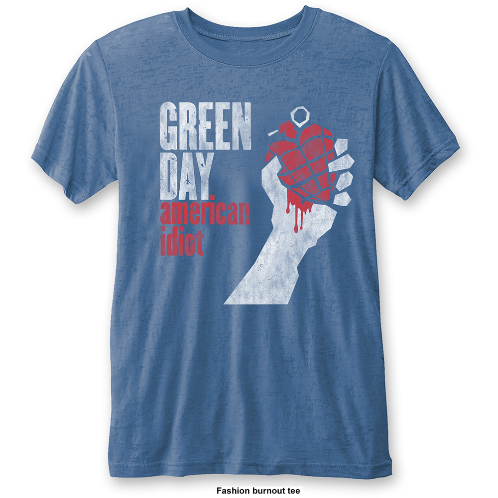 Green Day Unisex Burn Out T-Shirt: American Idiot Vintage (X-Large)