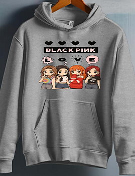 BlackPink Kpop Kids Hoodie - Love - Grey - Unisex