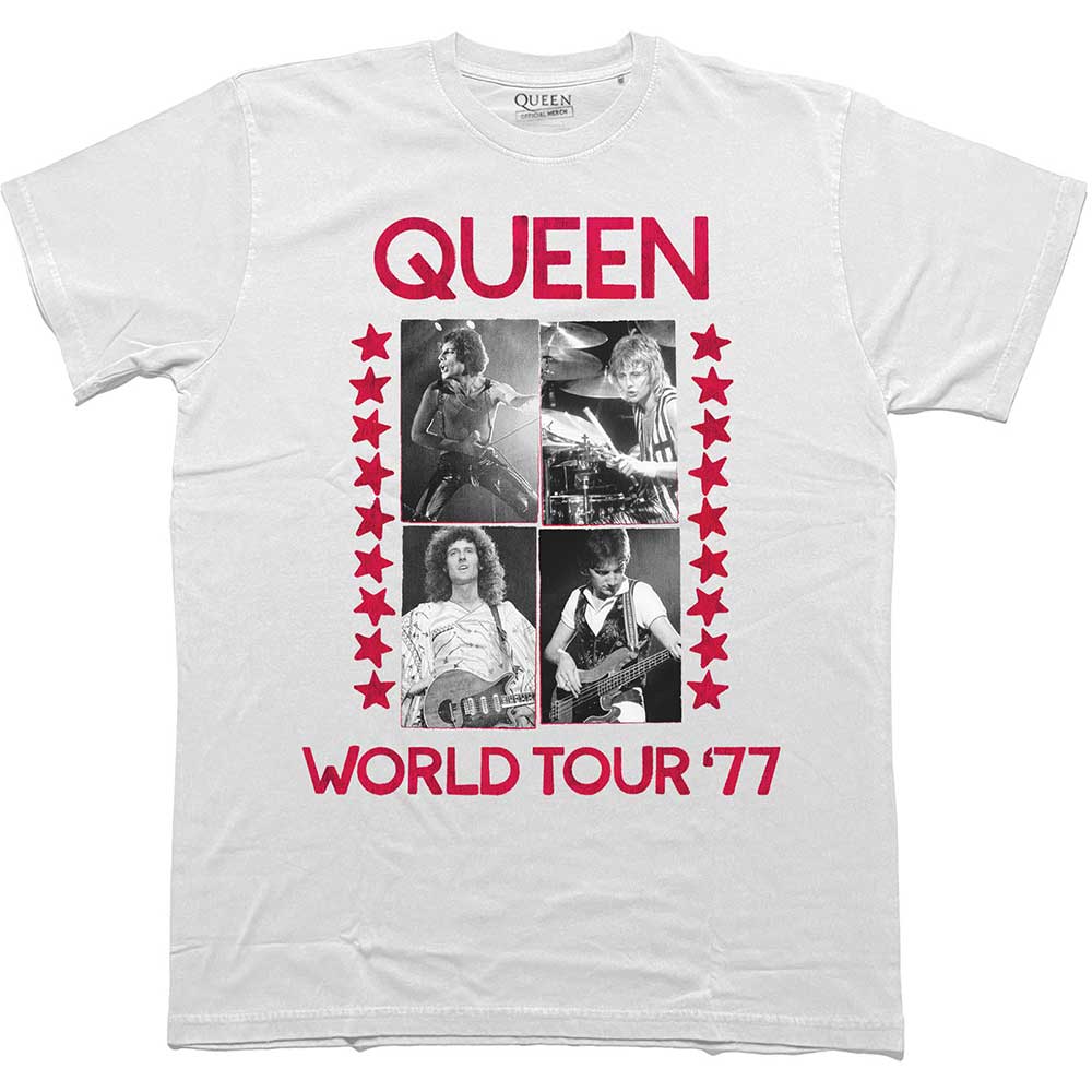 Queen Unisex T-Shirt: World Tour 77 (Large)