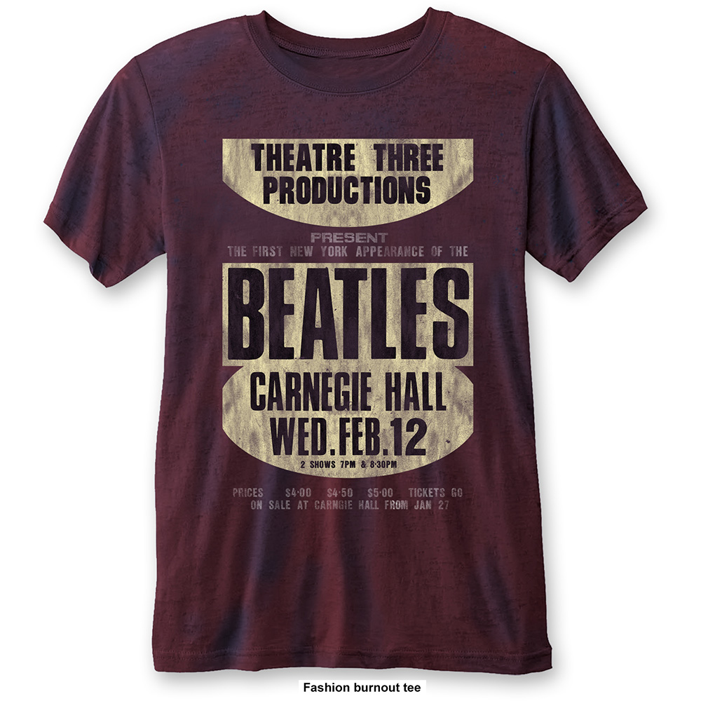 The Beatles Unisex Burn Out T-Shirt: Carnegie Hall (XX-Large)