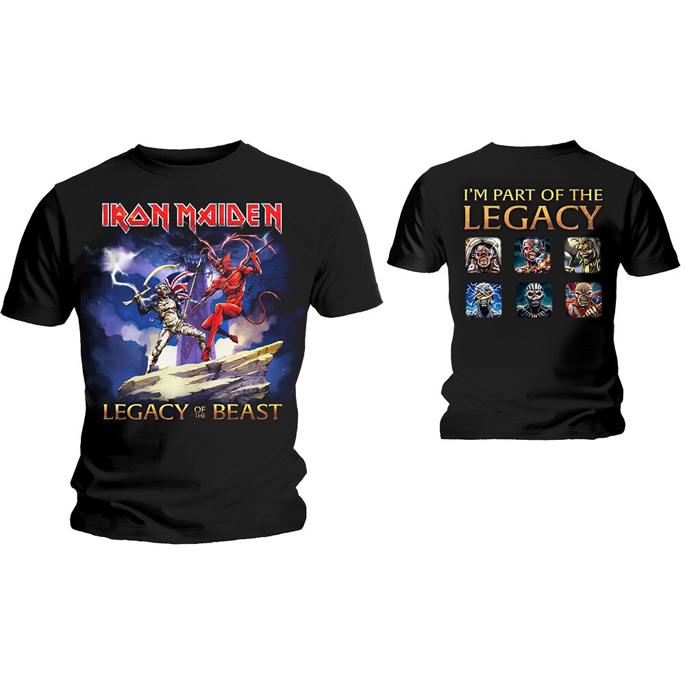 Iron Maiden Unisex T-Shirt: Legacy Beast Fight (Back Print) (Large)