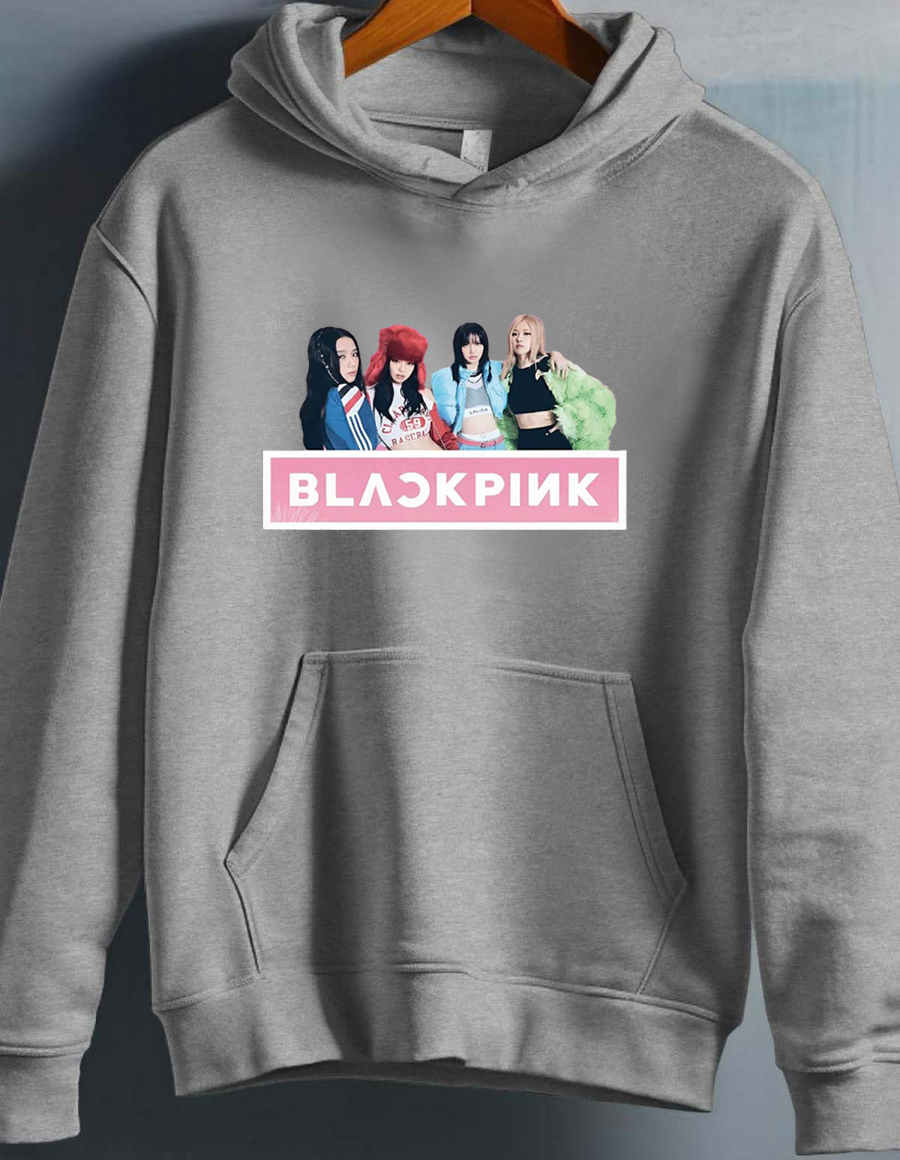 BlackPink Kpop Kids Hoodie - Band Photo - Grey - Unisex