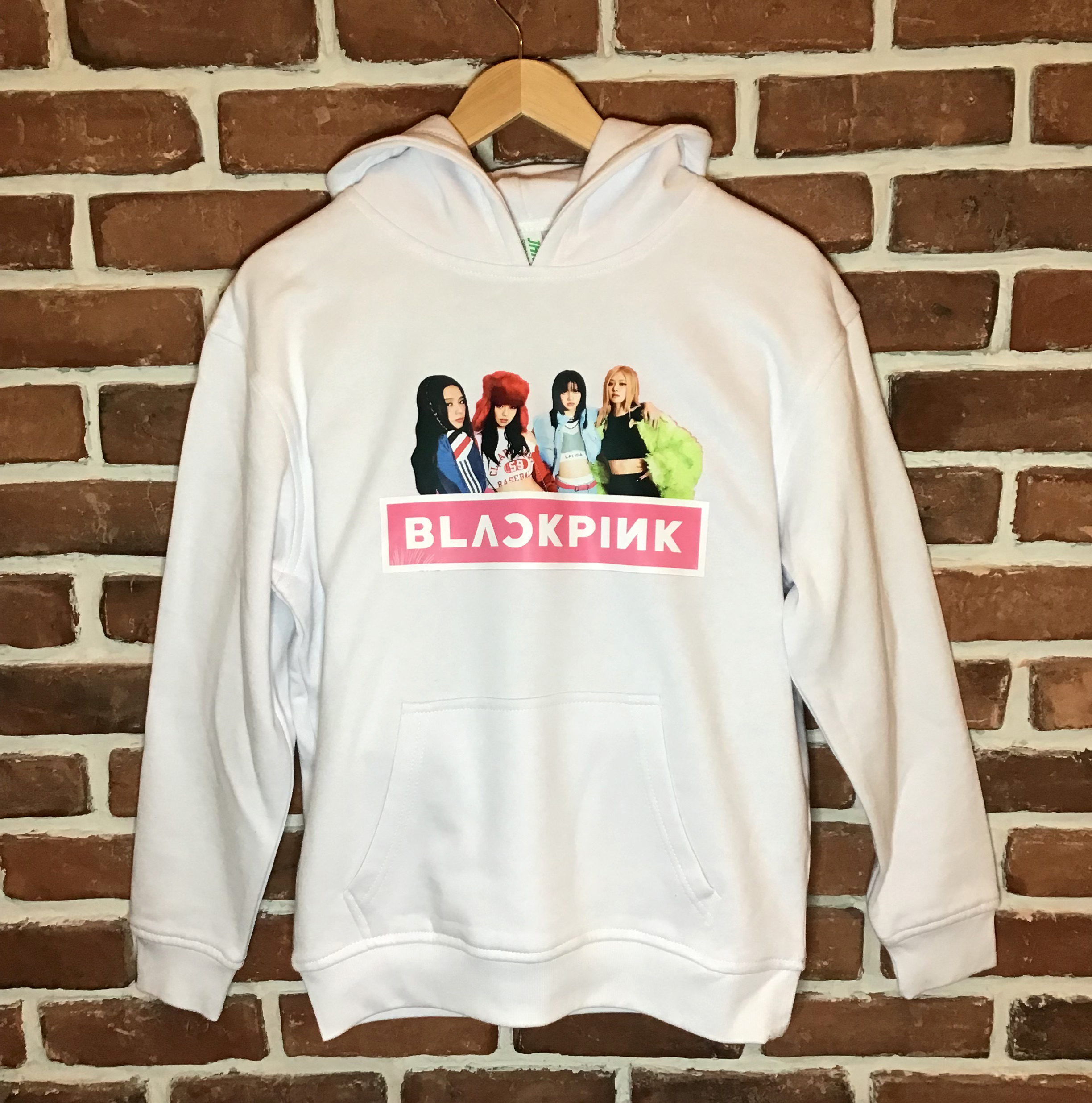 BlackPink Kpop Barn Hettegenser - Band Photo - Hvit - Unisex