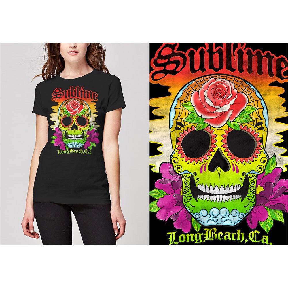 Sublime Ladies T-Shirt: Colour Skull (Small)