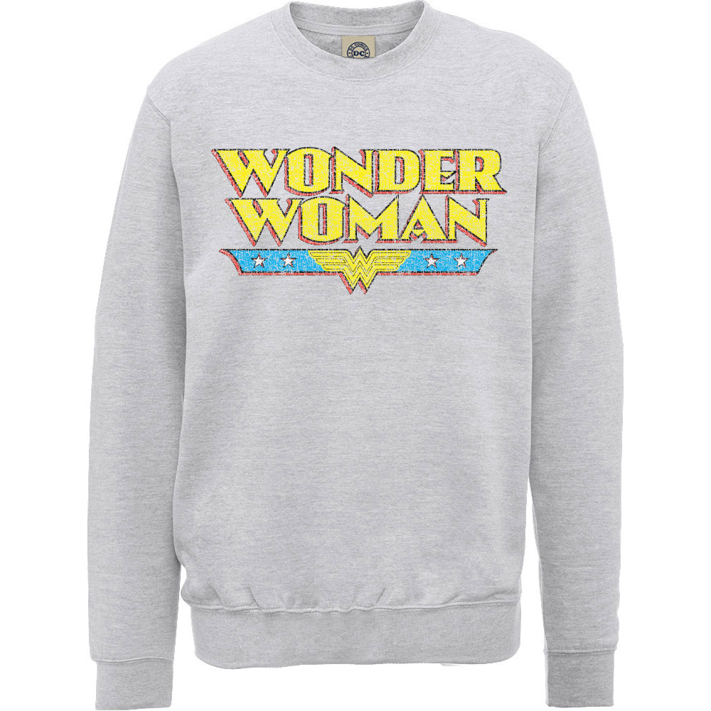 DC Comics Unisex Sweatshirt: Wonder Woman Logo Crackle (Large)
