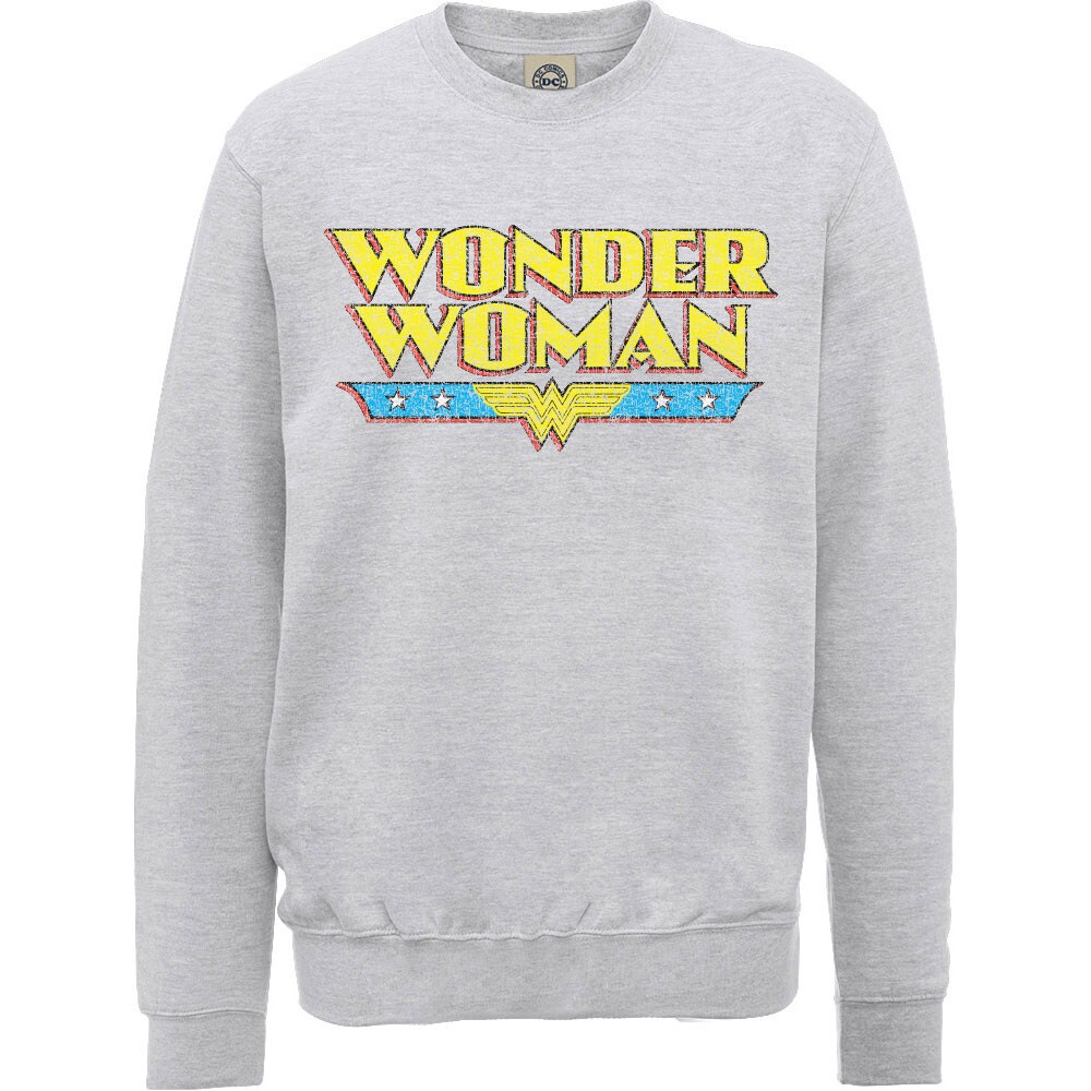 DC Comics Unisex Sweatshirt: Wonder Woman Logo Crackle (Large) - 2