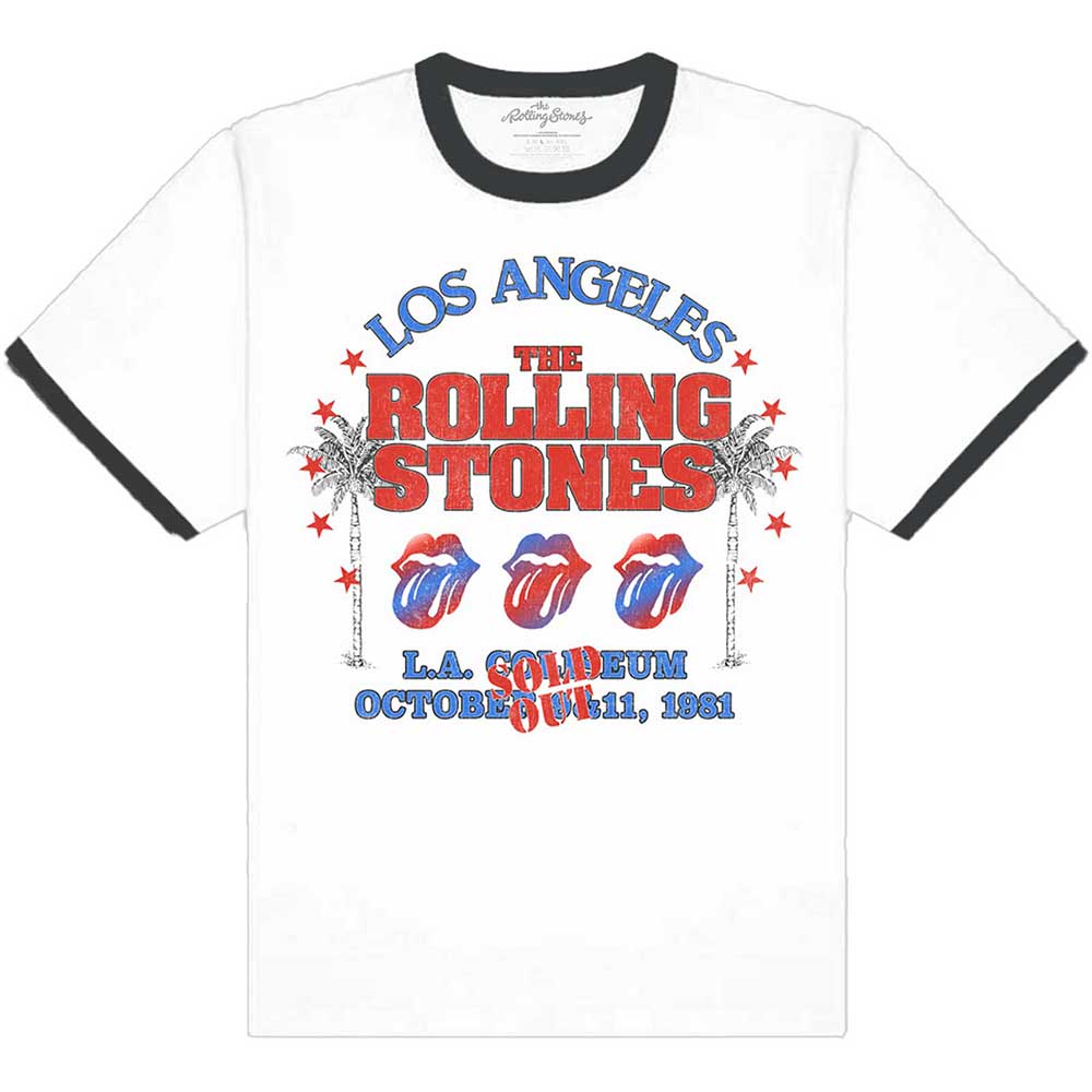 The Rolling Stones Unisex T-Shirt: American LA Tour (Ringer) (Large)