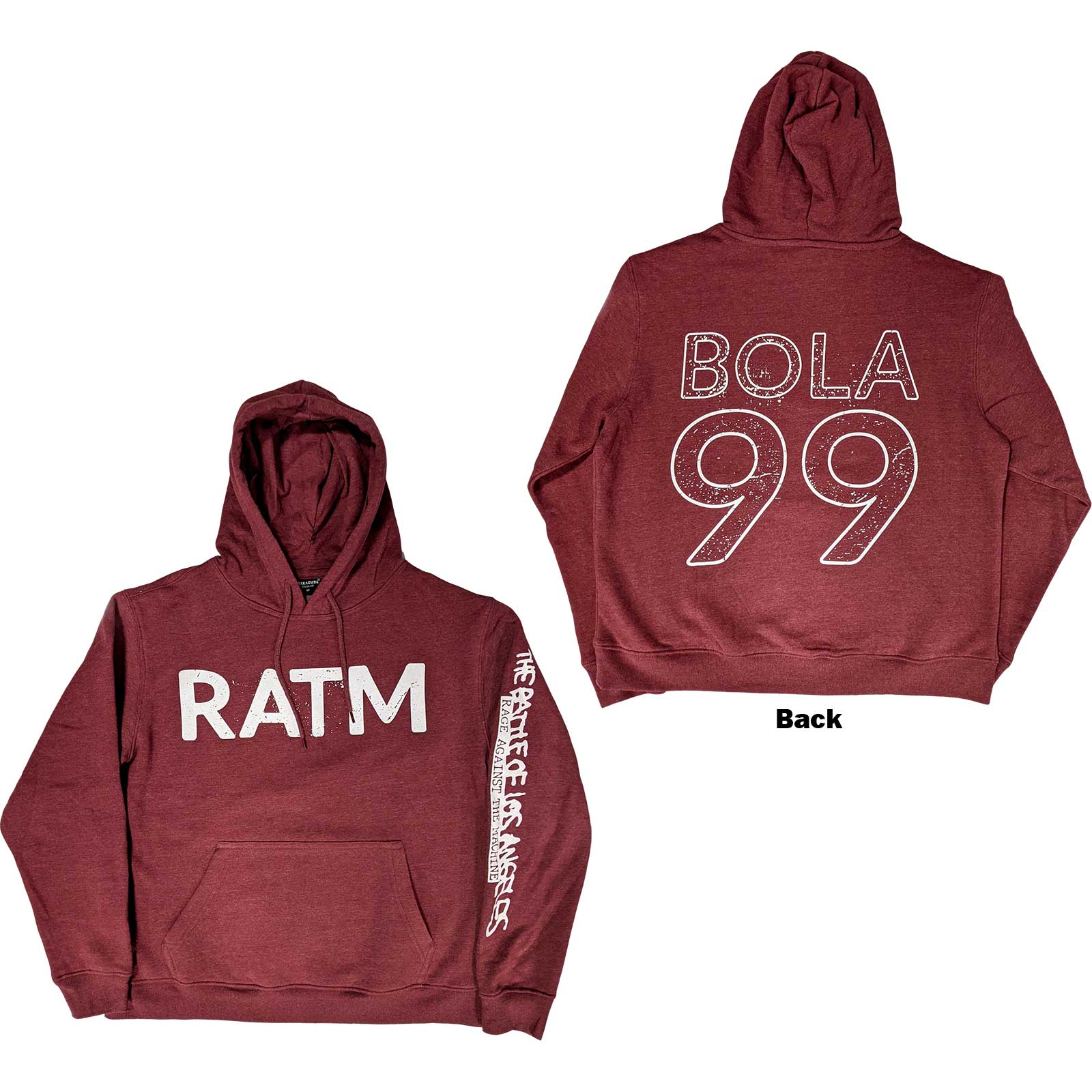 Rage Against The Machine Unisex Pullover Hoodie: Battle 99. (Back Print) (Medium)