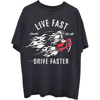 Disney Unisex T-Shirt: 101 Dalmations Cruella Live Faster  (Large)