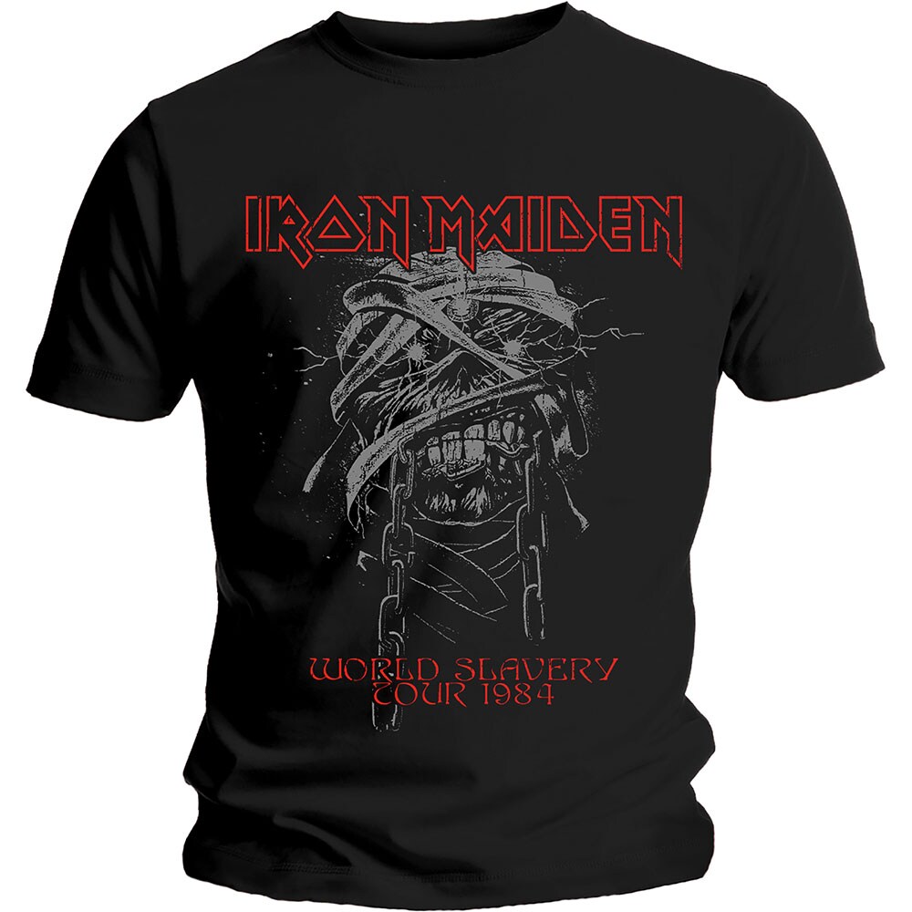Iron Maiden Unisex T-Shirt: World Slavery 1984 Tour (Large)
