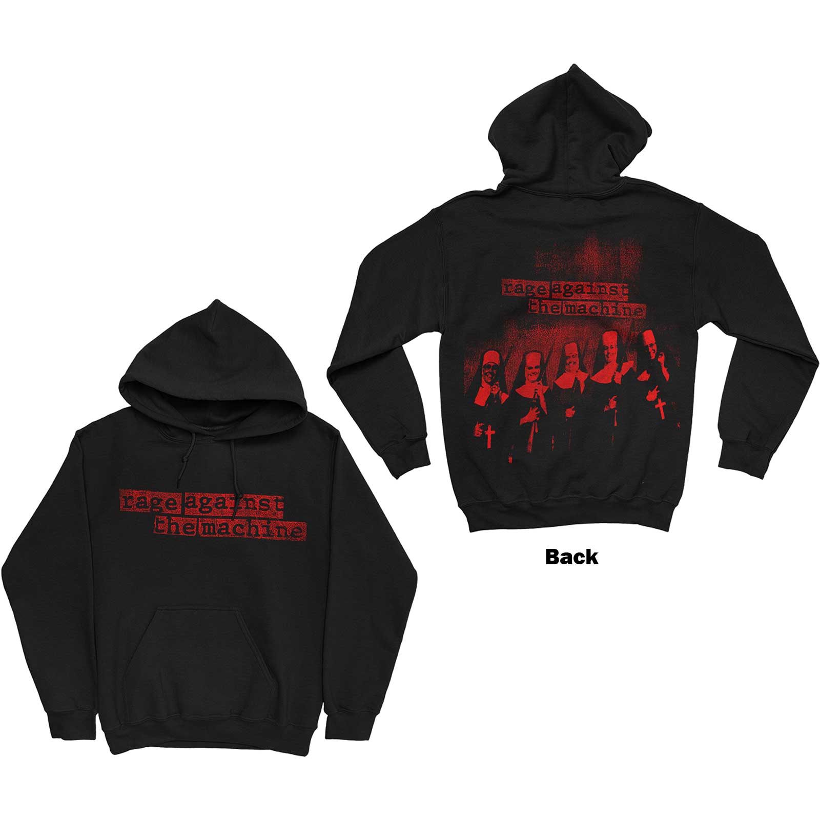 Rage Against The Machine Unisex Pullover Hoodie: Nuns (Back Print) (Large)