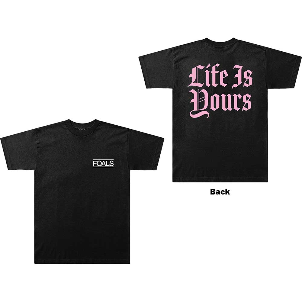 Foals Unisex T-Shirt: Life Is Yours Text (Back Print) (Large)