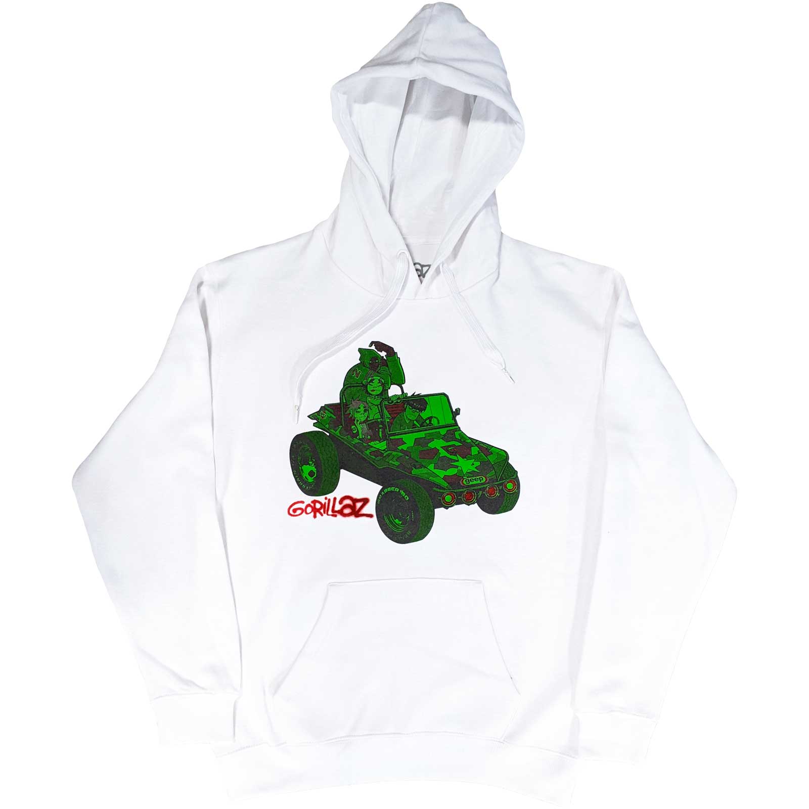 Gorillaz Unisex Pullover Hoodie: Green Jeep (X-Large)