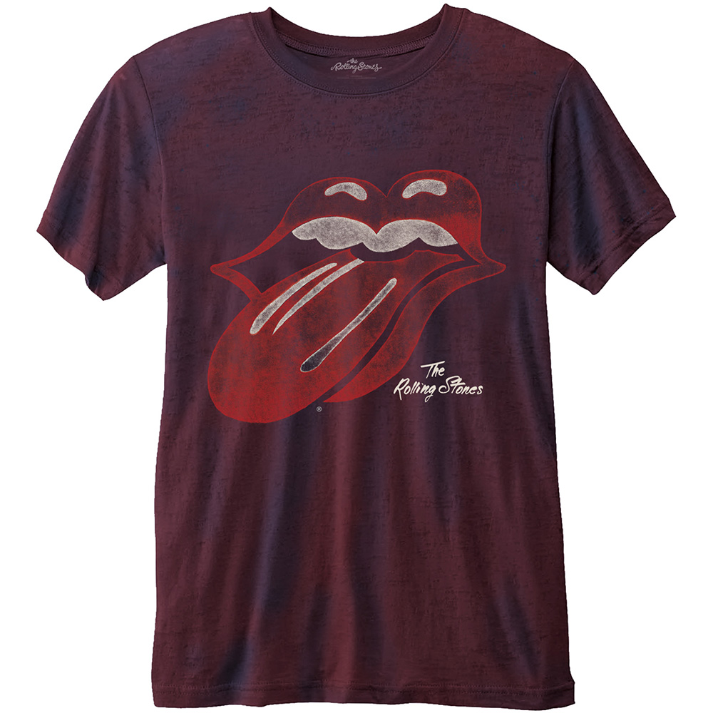 The Rolling Stones Unisex Burn Out T-Shirt: Vintage Tongue Logo (Small)
