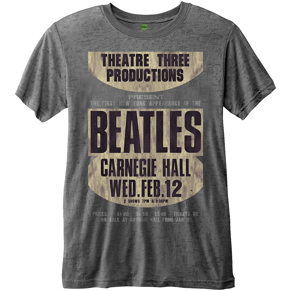 The Beatles Unisex Burn Out T-Shirt: Carnegie Hall (Small) - 2