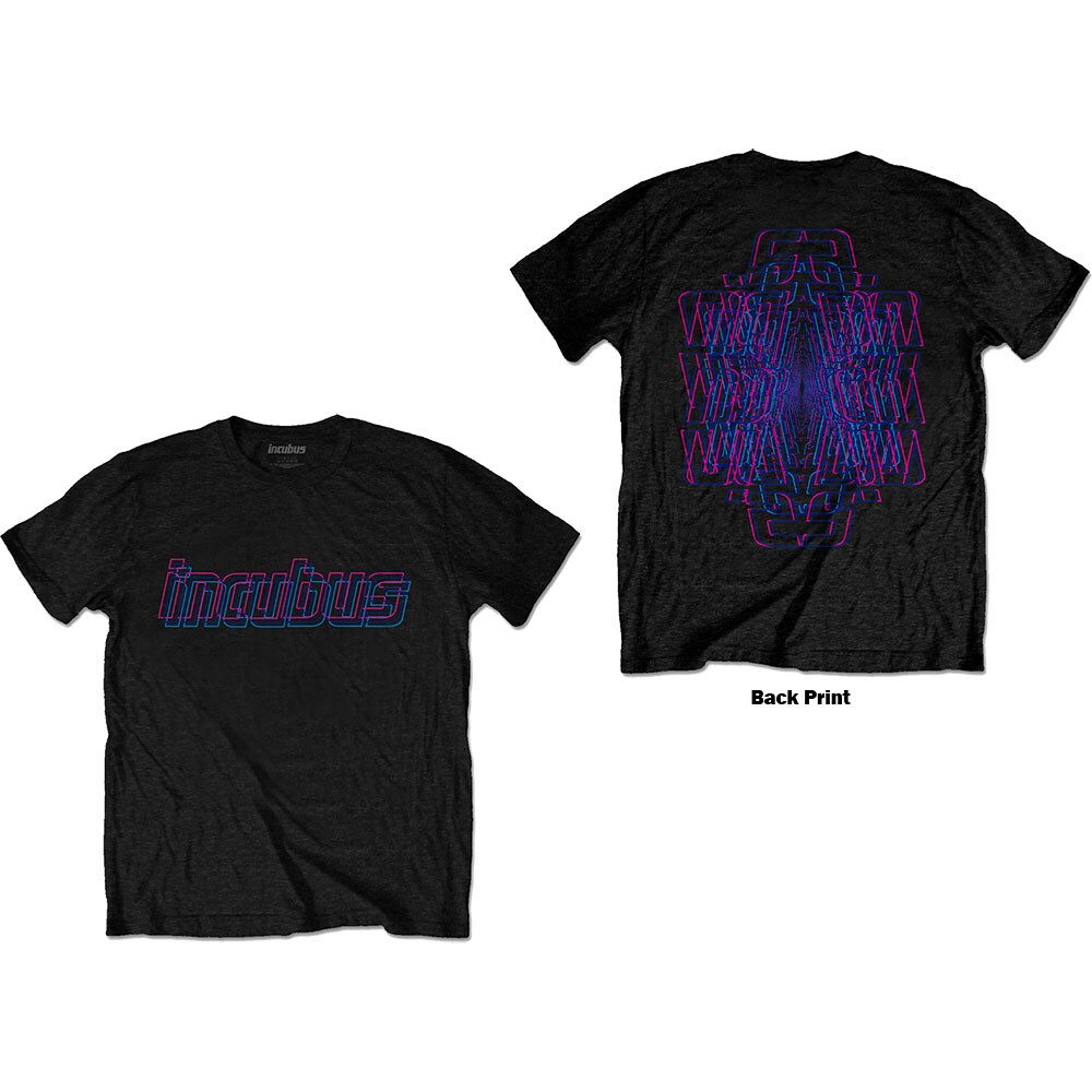 Incubus Unisex T-Shirt: Trippy Neon (Back Print) (Small)