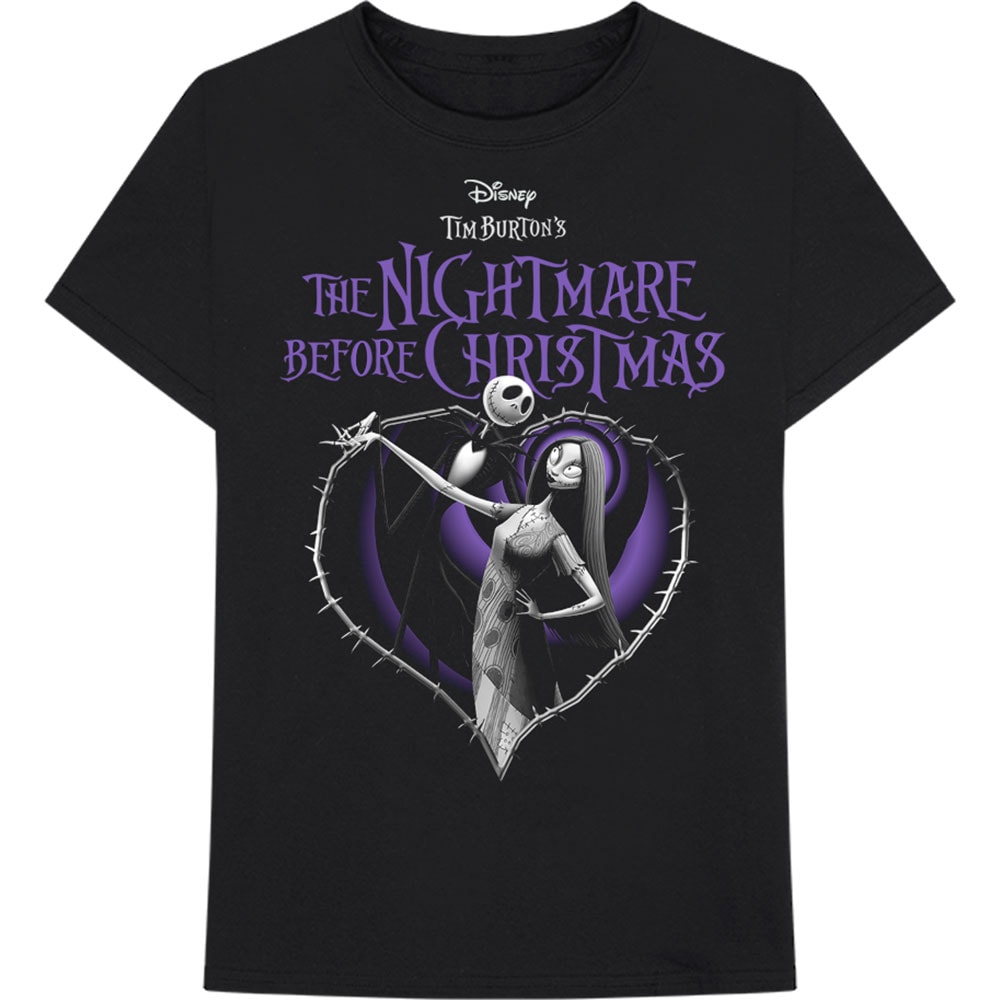 Disney Unisex T-Shirt: The Nightmare Before Christmas Purple Heart (Large)