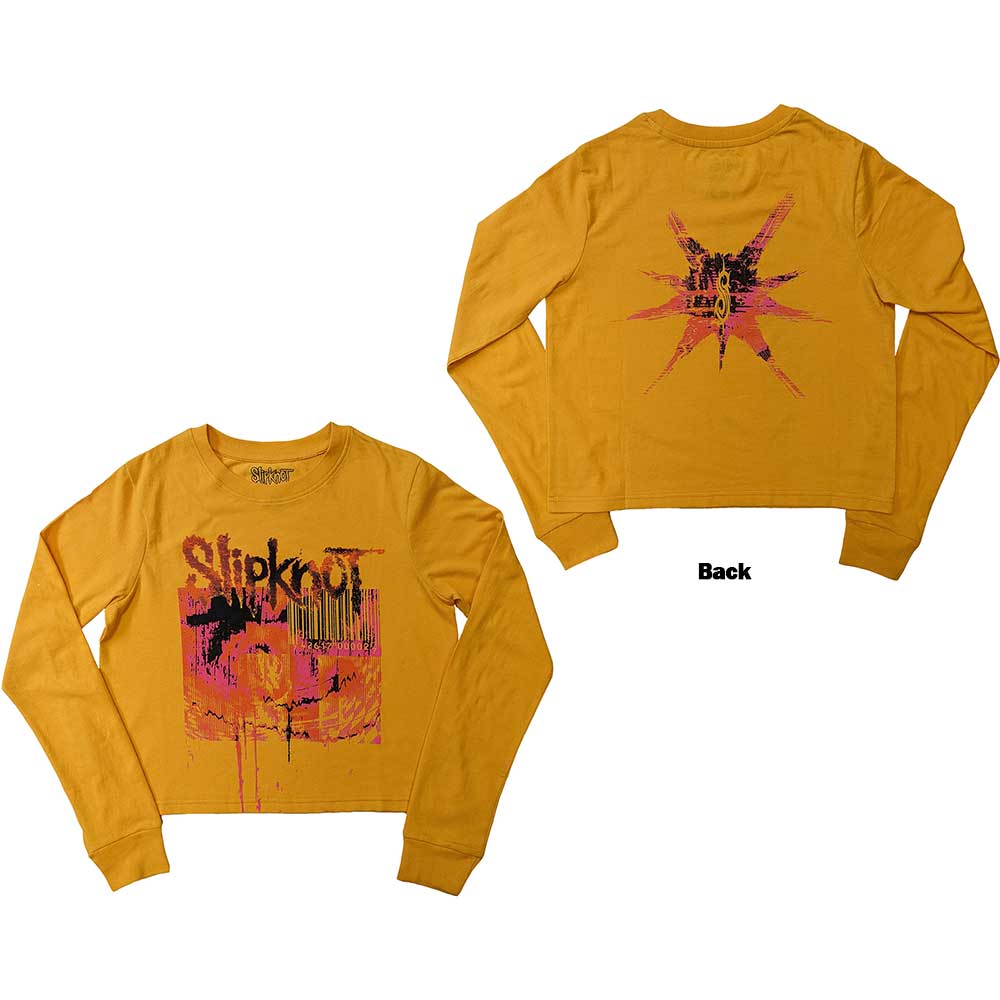 Slipknot Ladies Long Sleeve Crop Top: The End, So Far Barcode (Back Print) (Medium)