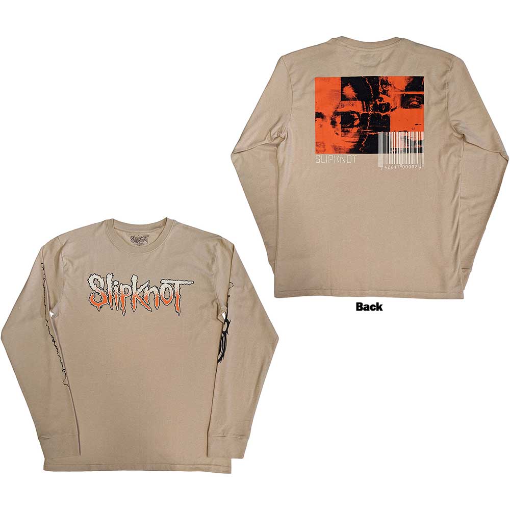 Slipknot Unisex Long Sleeve T-Shirt: The End, So Far Logo Barcode (Back & Sleeve Print) (Small)