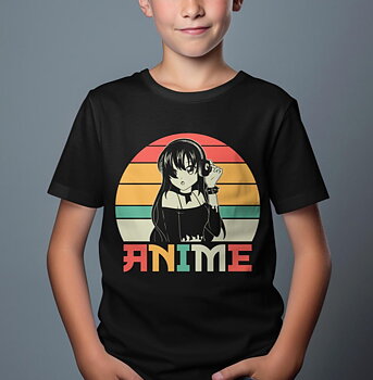 Anime barn t-shirt: "Minnie" - svart - storlek 12-14 år
