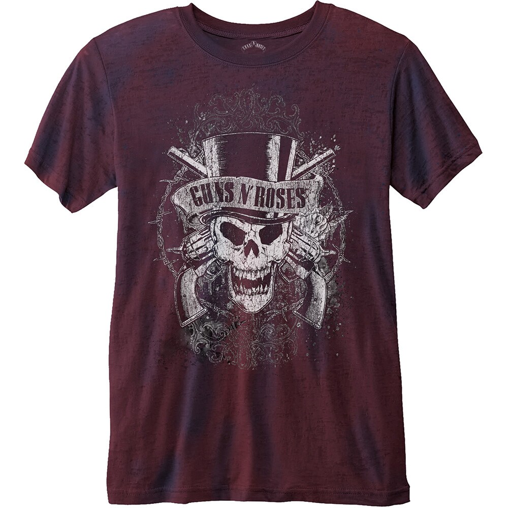 Guns N' Roses Unisex Burn Out T-Shirt: Faded Skull (Small) - 2