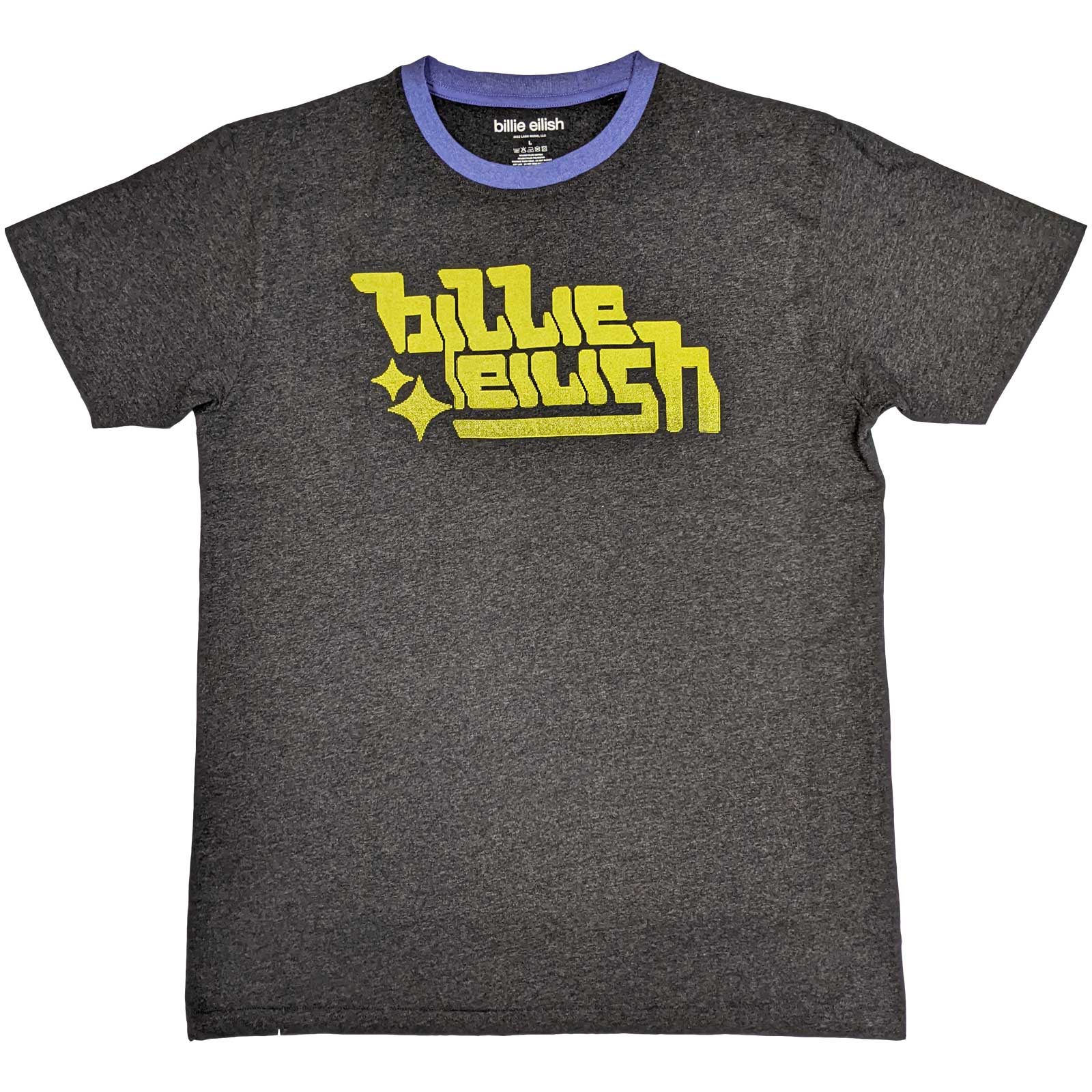 Billie Eilish Unisex Ringer T-Shirt: Neon Green Logo (Small)